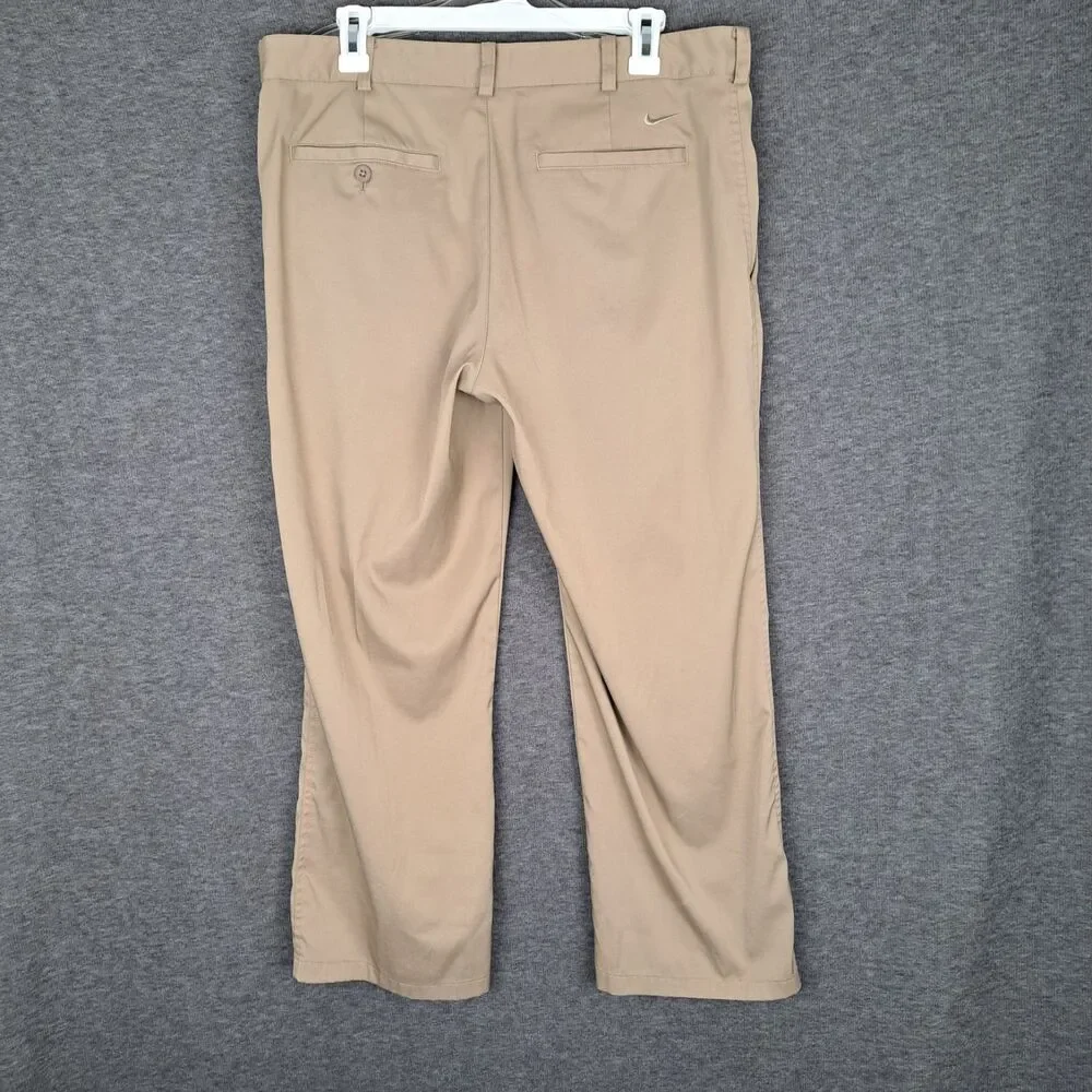 Nike‎ Golf Khaki Beige Dri Fit Flat Front Golf Pants Sz 34